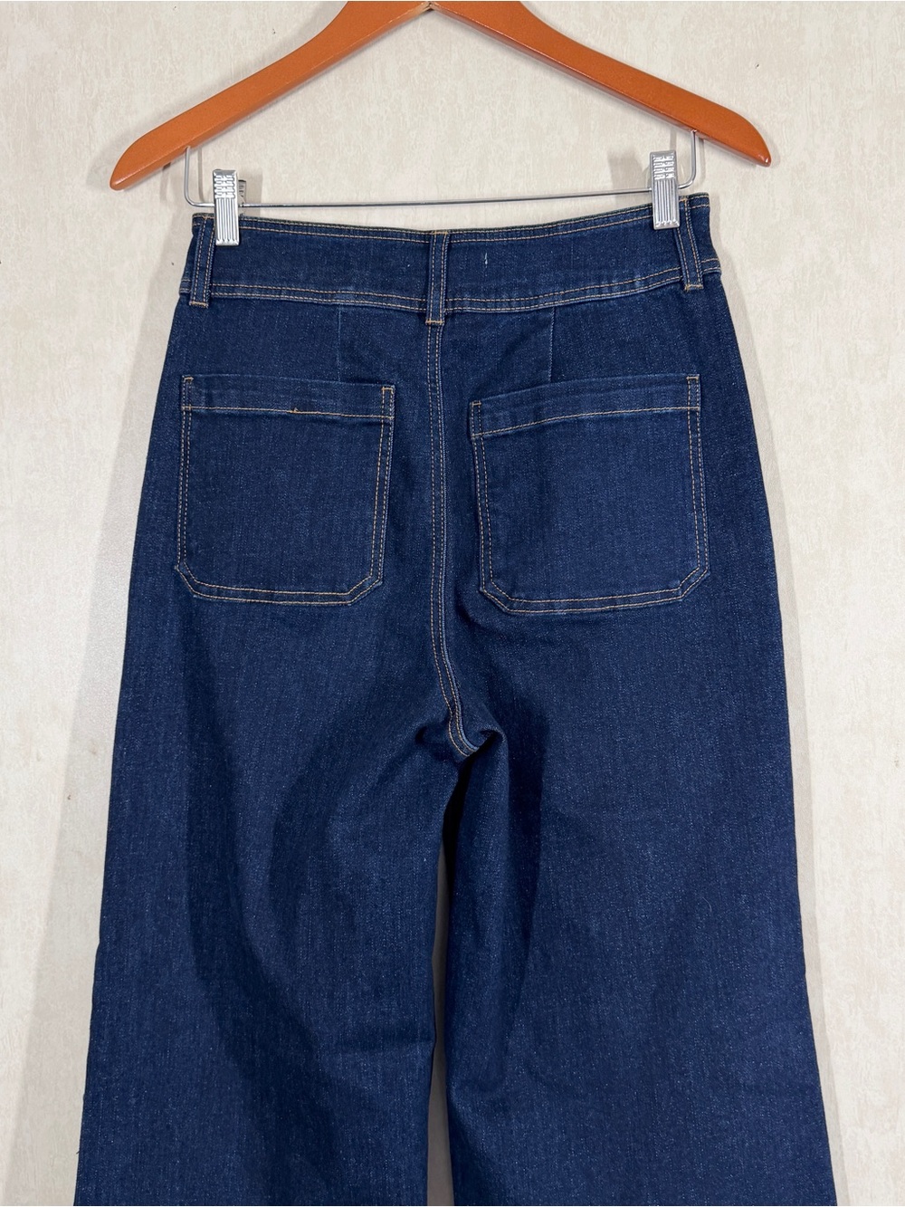 OAT New York Women’s Wide Leg High Rise Dark Wash Patch Pocket Jeans 4/27 - Picture 6 of 13